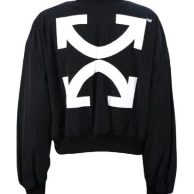 Off-White Cropped Varsity Bomber Jacket – Black