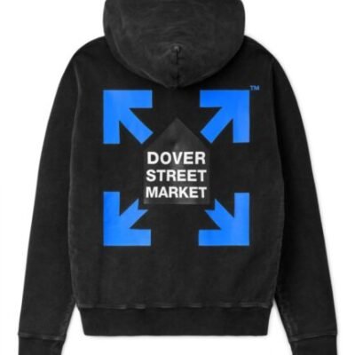 Off-White Dover Street Market Covered in Blue Fluro Hues Hoodie – Black