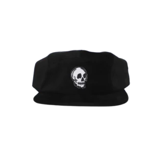 Skull Five-Panel Hat in Black Corduroy
